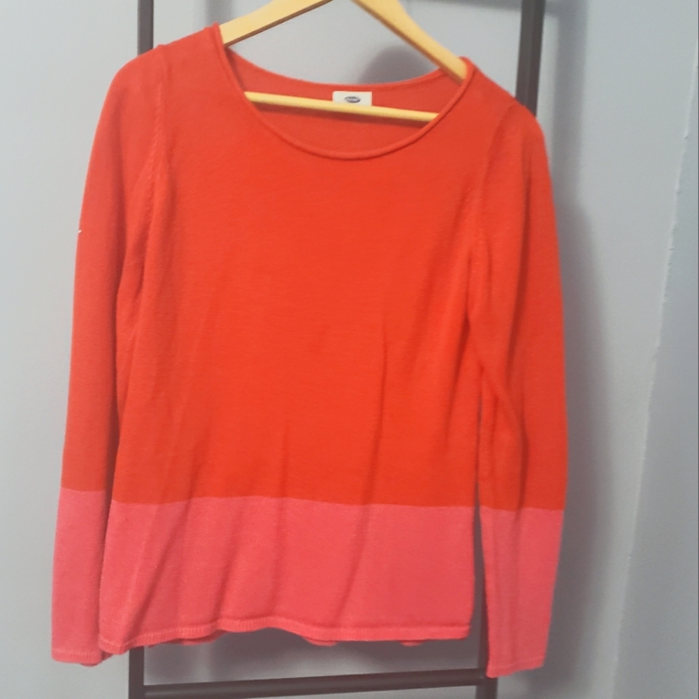 red & pink color block sweater size medium